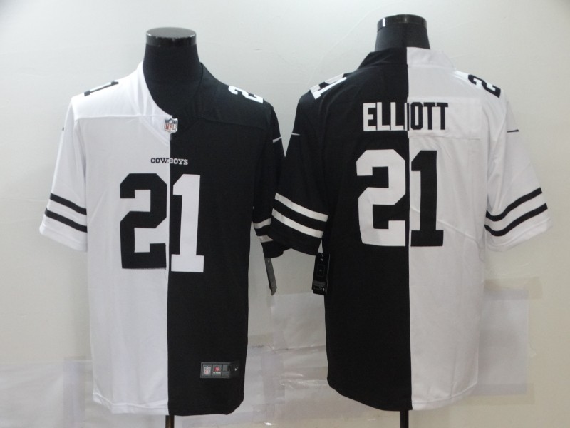 Men's Dallas Cowboys Ezekiel Elliott #21 Black/White Jersey